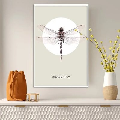 Dragonfly pe un fundal de cerc alb ZHi14557 фото