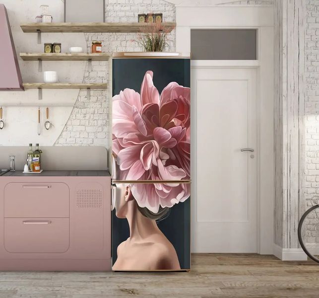 Autocolant 3D pentru ușă, bujor roz ST317 фото