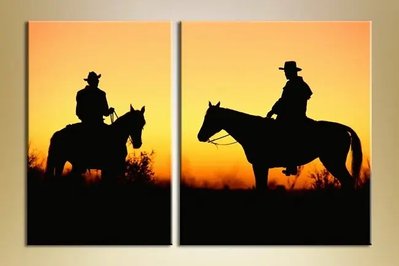 Модульные картины Диптих ковбои на закате ZHi9007 фото