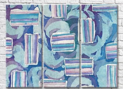 Триптих Абстракция из розово-голубых прямоугольников Abs7307 фото