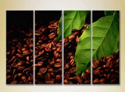 Модульные картины Зерна, листья кофе_02 Eda6557 фото