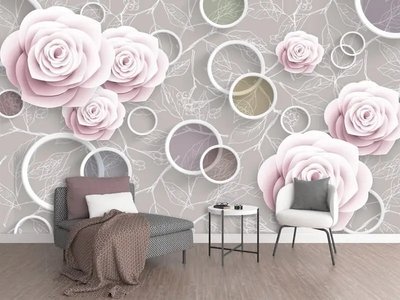 Trandafiri roz pal pe un fundal 3D maro 3D3857 фото