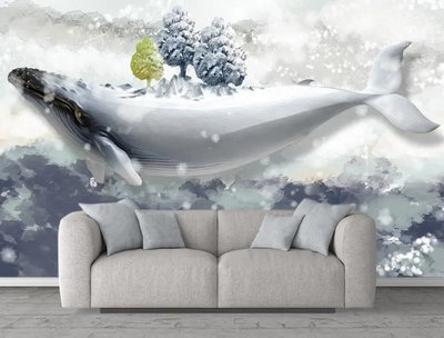 Белый кит на абстрактном фоне Ris1457 фото