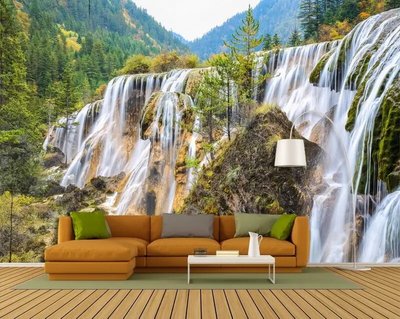 Фотообои Огромный водопад на фоне густого, зеленого леса Vod4007 фото