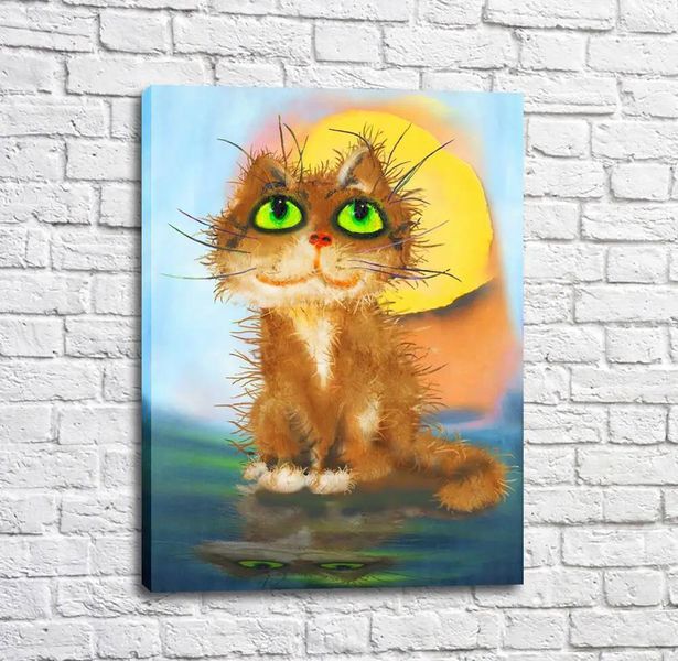Poster Pisică gânditoare cu ochi verzi Kot16981 фото