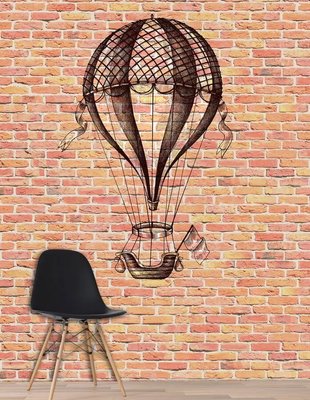 Фотообои Старинный воздушный шар на кирпичном фоне Ret4690 фото