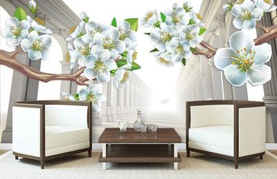 Fototapet 3D flori albe 3D4490 фото