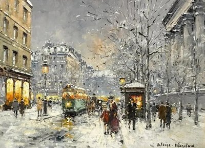 ФотоПостер Antoine Blanchard, Бульвар Капуцинок под снегом (Boulevard des Capucines sous la neige, Paris) Ant18830 фото