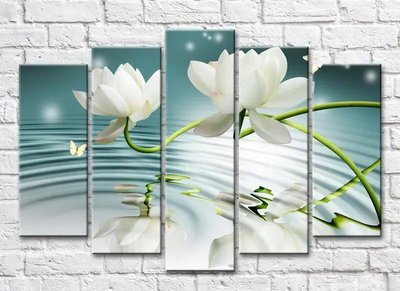 Полиптих Белые цветы лотоса на фоне воды 3D7240 фото