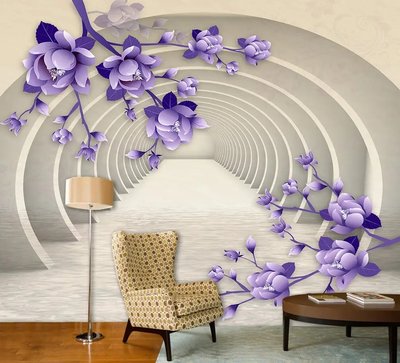 Tunel 3D și flori de liliac TSv790 фото