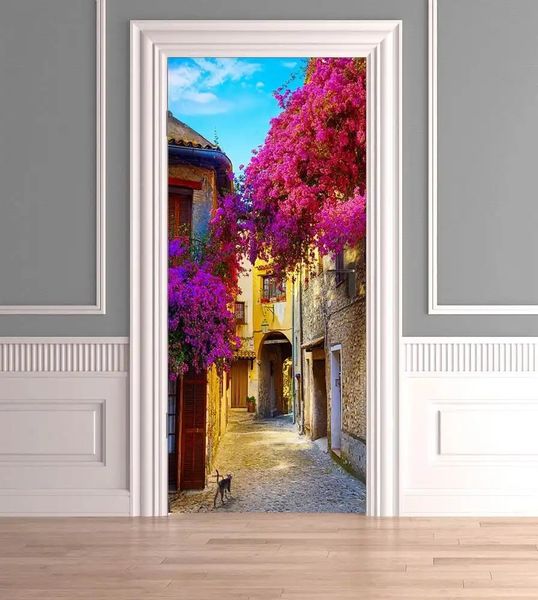 3Д наклейка на дверь, Цветочная аллея STD07 фото