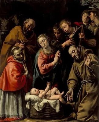 Adorarea Păstorilor cu Sfinții Francisc și Carlo Borromeo Rel10958 фото