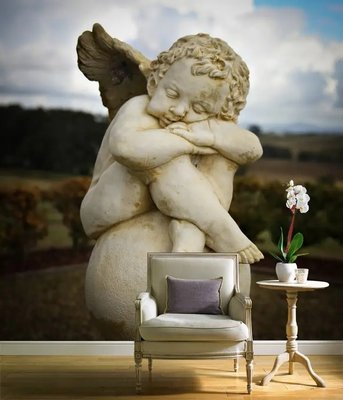 Скульптура спящего ангела на шаре 3D2008 фото