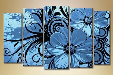 Tablouri modulare Poliptic, flori albastre 002 TSv7058 фото