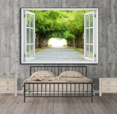 Наклейка на стену, Окно с видом на замечательный парк W174 фото