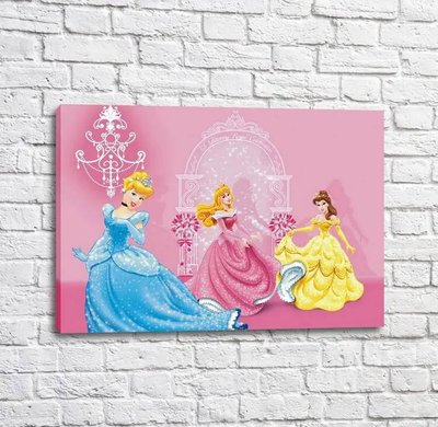 Постер Принцессы дисней на розовом фоне с узорами Mul16528 фото