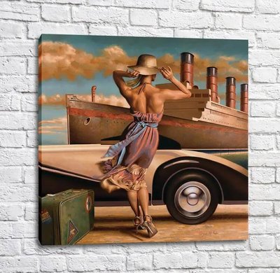 Постер Девушка на фоне Титаника, Перегрин Хиткот Put17239 фото