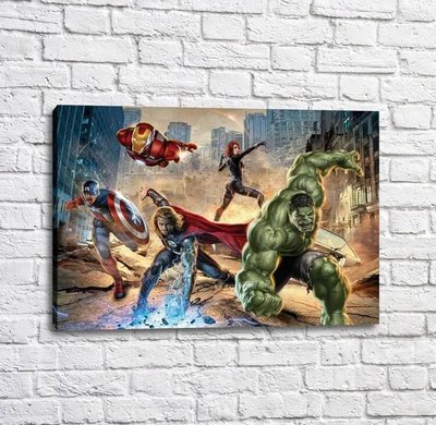 Poster Marvel Heroes pe fundalul zgârie-norilor Mul16228 фото