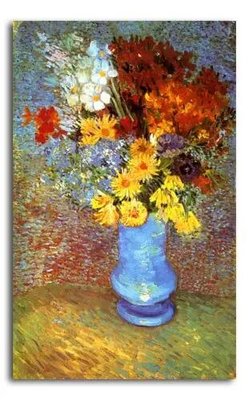 Buchet de flori într-o vază albastră Van11559 фото