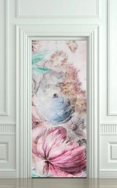 3Д наклейка на дверь, Акварельные цветы ST314 фото