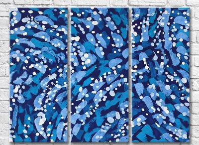 Триптих Абстракция голубые шрихи на синем фоне Abs7309 фото