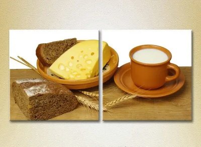 Модульные картины Сыр, хлеб и молоко_03 Eda8859 фото