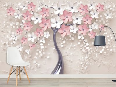 3Д дерево с розовыми лепестками TSv9 фото