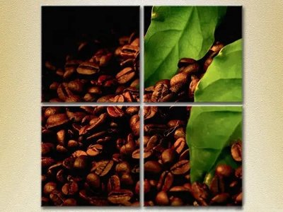 Модульные картины Зерна, листья кофе Eda6559 фото