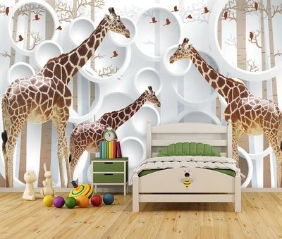 Fototapet Familie de girafe pe un fundal 3D Det1909 фото