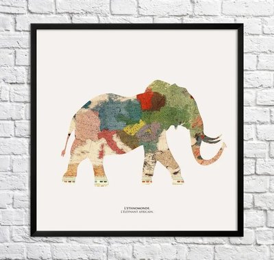 Poster elefant african. Fragment de hartă Min15829 фото