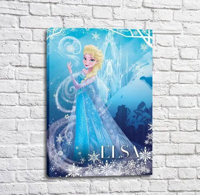 Постер Принцесса Эльза на фоне замка и снежинок Mul16529 фото