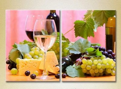 Модульные картины Натюрморт вино и виноград_01 Eda8960 фото