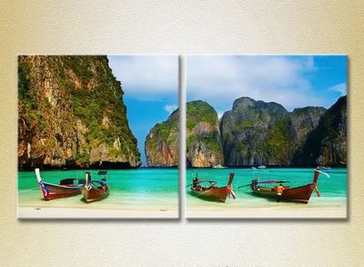 Модульные картины Лодки на берегу, Тайланд Mor7860 фото