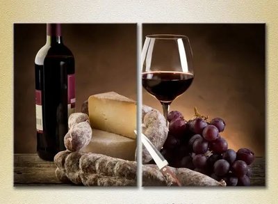 Модульные картины Вино, сыр и виноград_01 Eda9360 фото