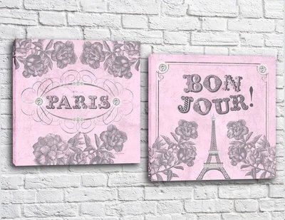 Диптих Винтажный розовый Париж Ret8110 фото