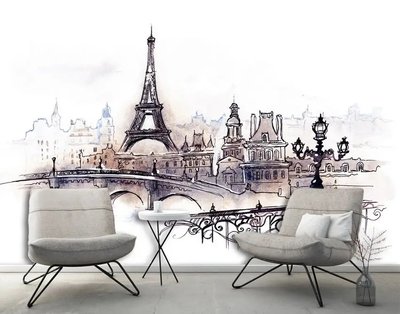 Fototapet Turnul Eiffel, stilizare grafică monocromă Sov2860 фото