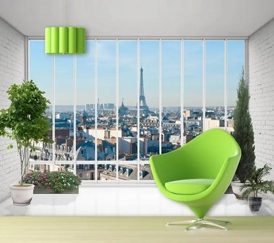 Фотообои вид на Париж, панорамные окна Vid1660 фото