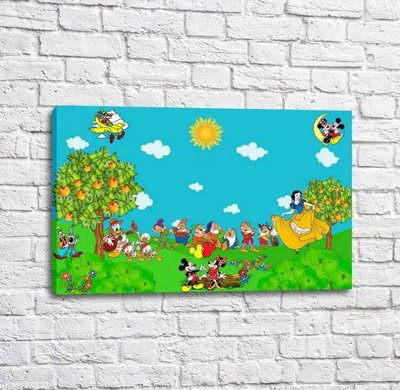 Poster Personaje de desene animate Disney pe fundalul copacilor și al soarelui Mul16230 фото