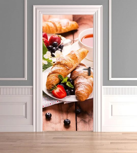 Autocolant 3D pentru ușă, Croissants ST313 фото