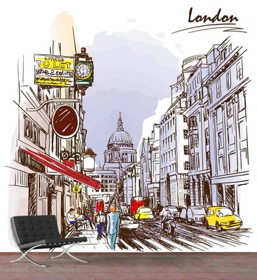 Лондонская улица с транспортом и пешеходами Ske1211 фото