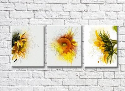 Triptic Floarea soarelui pe un fundal deschis Ris9061 фото