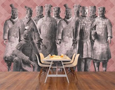 Фотообои Статуи монгольских солдат на розовом Sov2811 фото