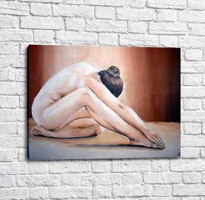 Poster Femeie nudă pe fond maro, plastic Tan18149 фото
