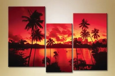 Модульные картины пальмы на закате 2 Mor8462 фото