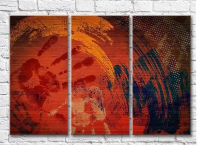 Триптих Абстрактный рисунок в темно красных тонах Abs7312 фото
