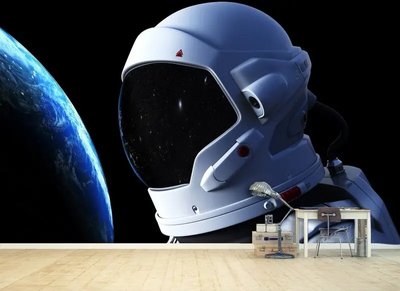 Fototapet Mască de astronaut pe fundal negru, spațiu Kos2212 фото