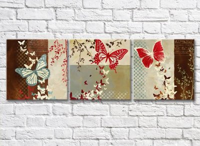 Триптих из бабочек на абстрактном фоне TSv5762 фото