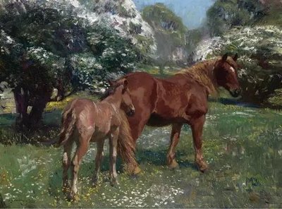 Mare and Foal in a Spring Meadow, 1909 ZHi11962 фото