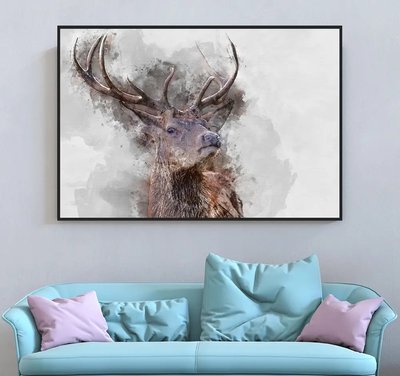 Портрет оленя с крупными рогами, рисунок ZHi14563 фото