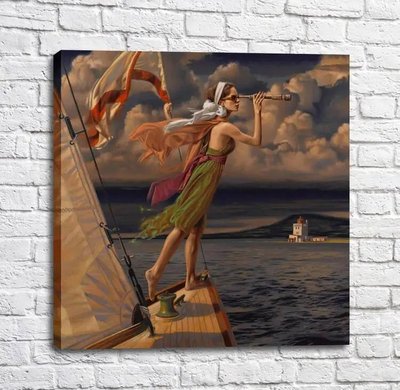 Poster Fată pe o barcă lângă mare, Peregrine Heathcote Put17243 фото